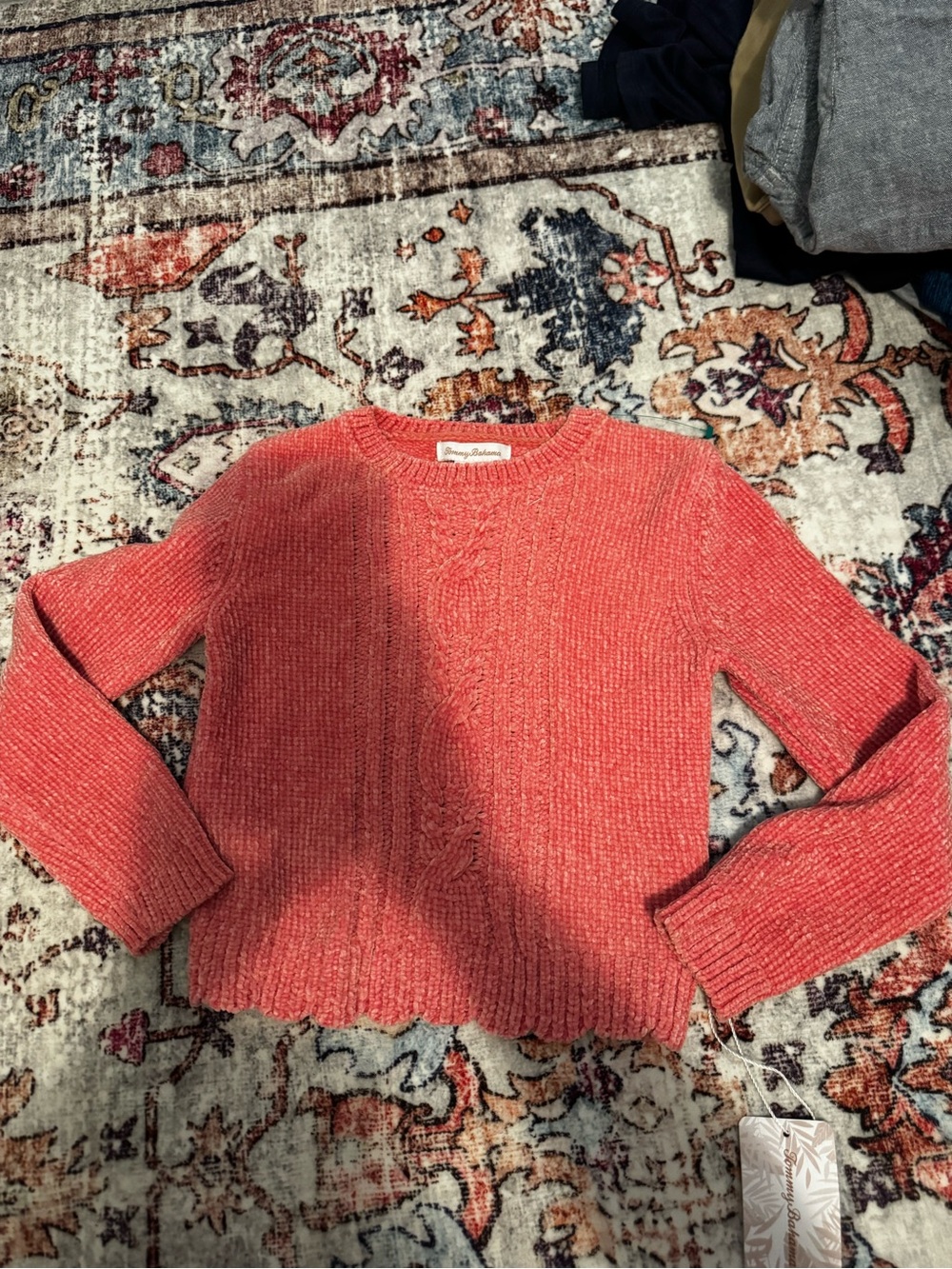Tommy Bahama Coral Cable-Knit Crewneck Sweater